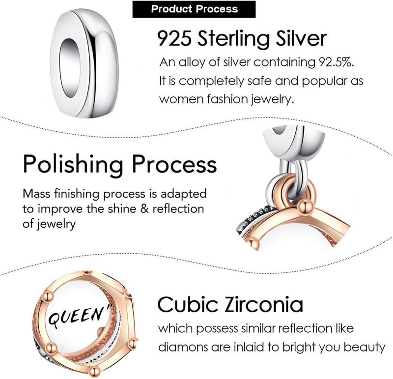 VALGACLS 925 Sterling Silver Family Love Mom Mouse Heart Charms for Bracelets Necklace Valentine's Day Mother's Day Jewelry Charm for Women - Image 2